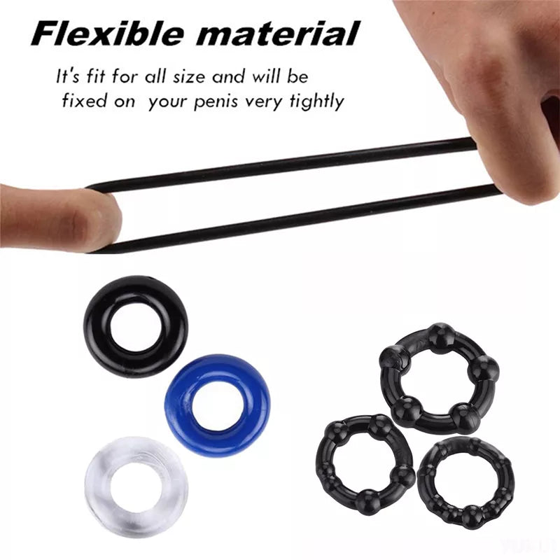 Ultimate Stamina Trio: Silicone Cock Rings Set