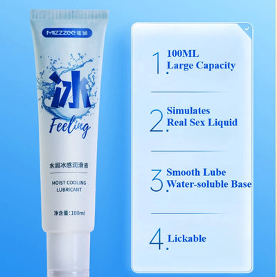 Lubrifiant à base d'eau 100 ml pour adultes, idéal pour la stimulation vaginale et anale avec sextoys. Hydratant et stimulant la sensation de froid/feu. Convient aux rapports anaux. 18+