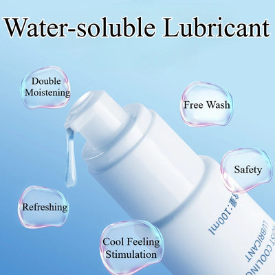 Lubrifiant à base d'eau 100 ml pour adultes, idéal pour la stimulation vaginale et anale avec sextoys. Hydratant et stimulant la sensation de froid/feu. Convient aux rapports anaux. 18+