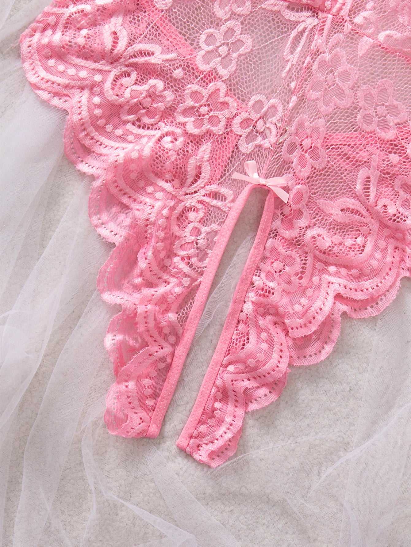 Lace Deep V Transparent Bodysuit – Elegant Women’s Intimate Set