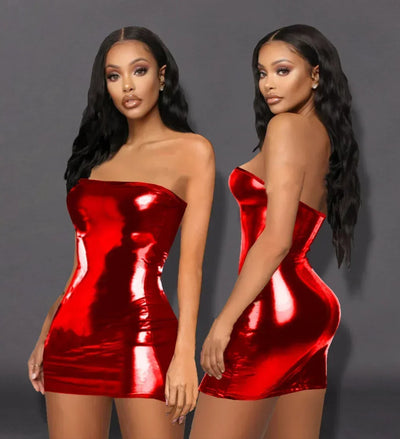 Red Patent Leather Mini Tube Dress