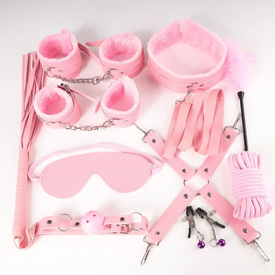 11-Piece Leather BDSM Bondage Kit – Couples Restraint & Fetish Play Set