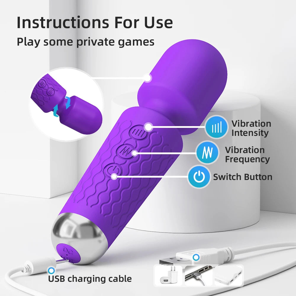 20-Speed Powerful AV Magic Wand – Clitoris & G-Spot Stimulator for Women