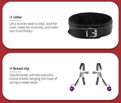 11-Piece Leather BDSM Bondage Kit – Couples Restraint & Fetish Play Set