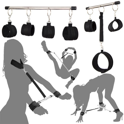 Adjustable BDSM Bondage Restraint Kit – Spreader Bar, Handcuffs & Ankle Cuffs Set for Couples