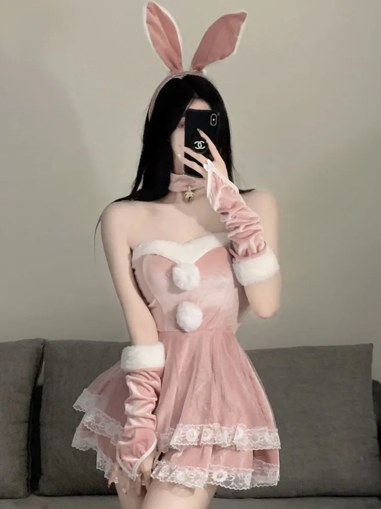 Red Holiday Lace Bodysuit with Playful Design