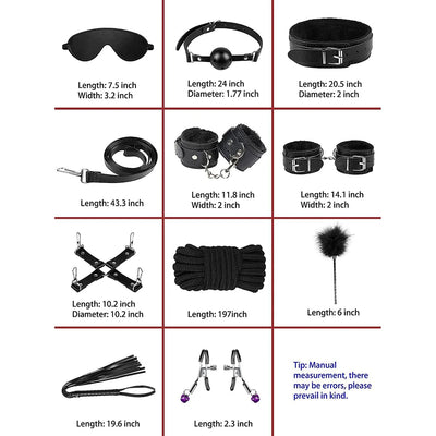 11-Piece Leather BDSM Bondage Kit – Couples Restraint & Fetish Play Set