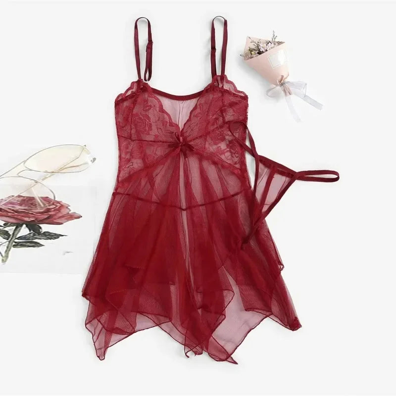 Elegante conjunto íntimo de encaje y tul: lencería sexy para mujer