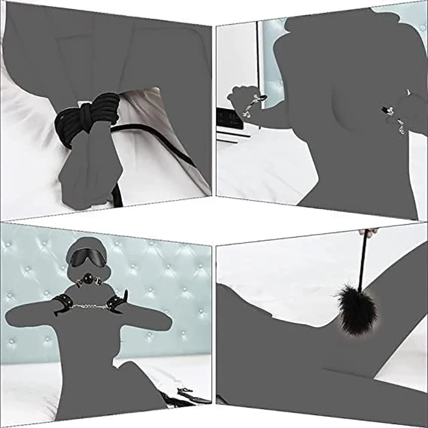 11-Piece Leather BDSM Bondage Kit – Couples Restraint & Fetish Play Set