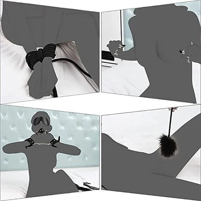 11-Piece Leather BDSM Bondage Kit – Couples Restraint & Fetish Play Set