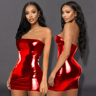 Red Patent Leather Mini Tube Dress