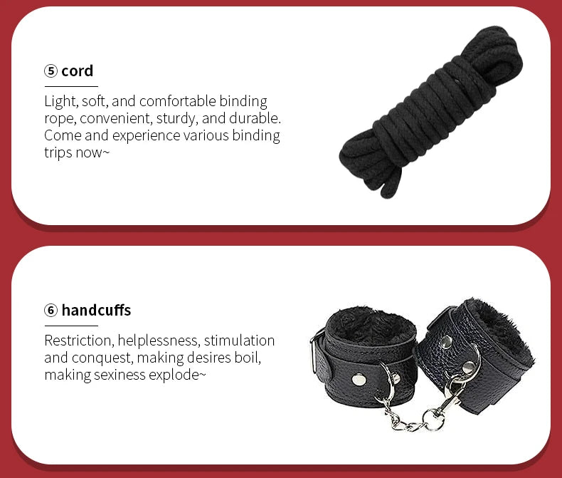 11-Piece Leather BDSM Bondage Kit – Couples Restraint & Fetish Play Set