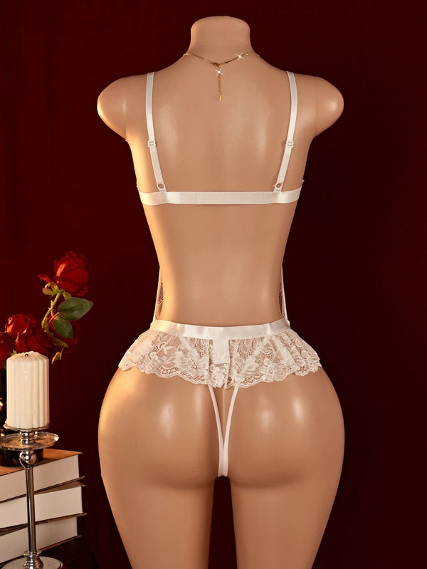 Elegant Lace Plunge Bodysuit